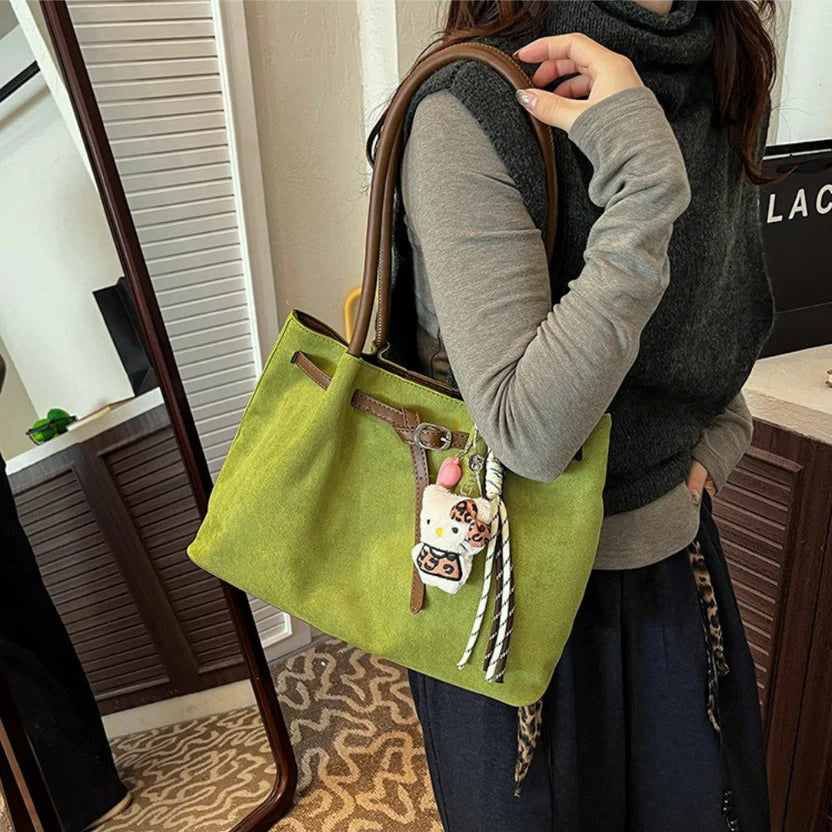 Soft suede everyday shoulder tote
