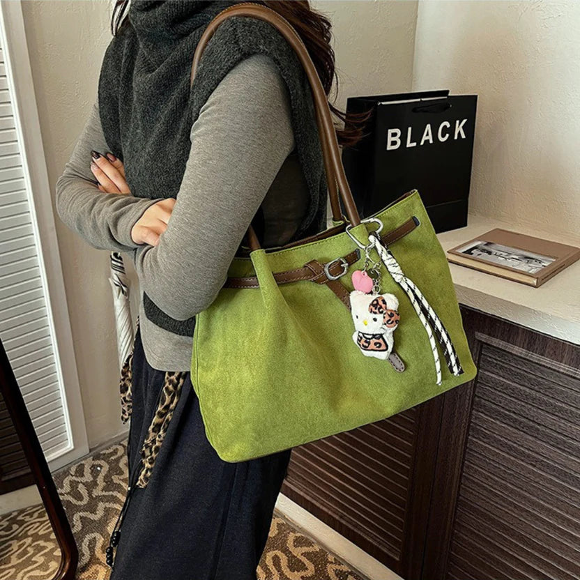 Soft suede everyday shoulder tote