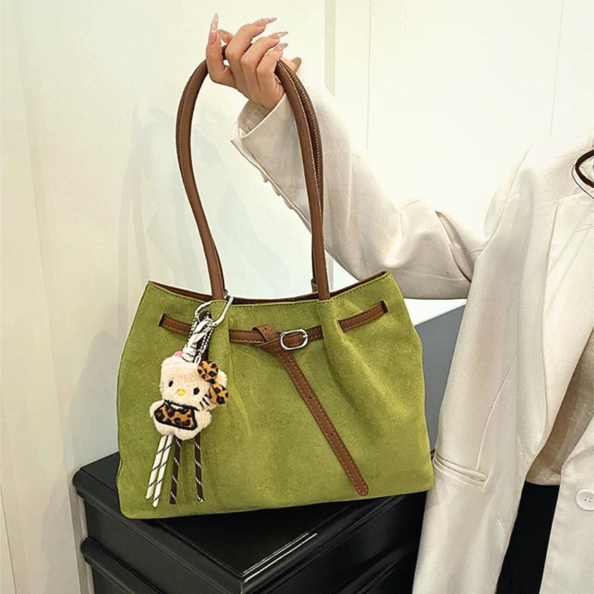 Soft suede everyday shoulder tote