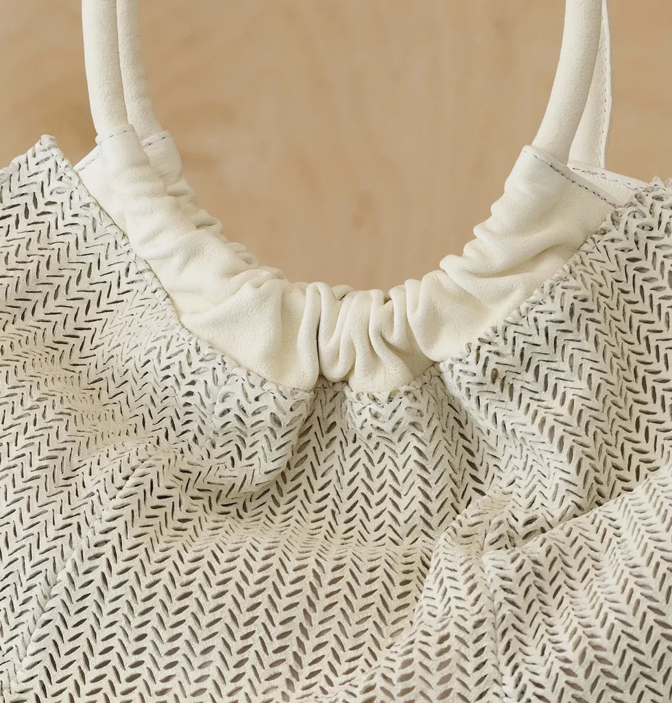Herringbone mesh woven tote bag