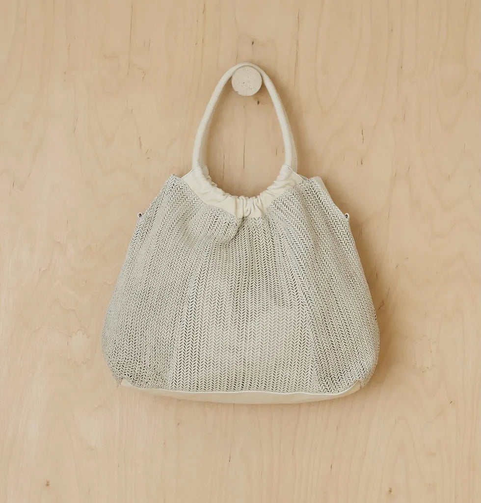 Herringbone mesh woven tote bag