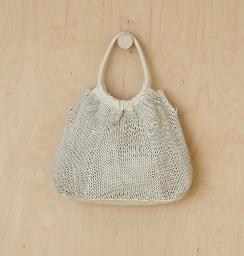 Herringbone mesh woven tote bag