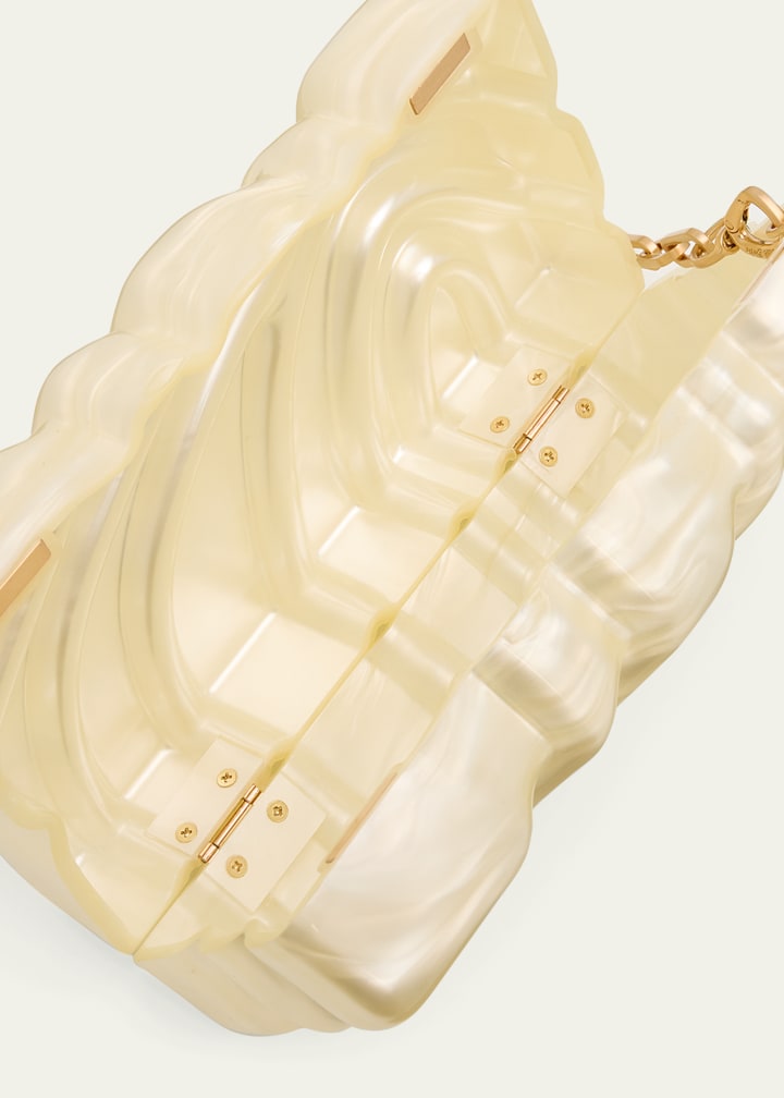Marbled acrylic sculptural clutch/shoulder bag