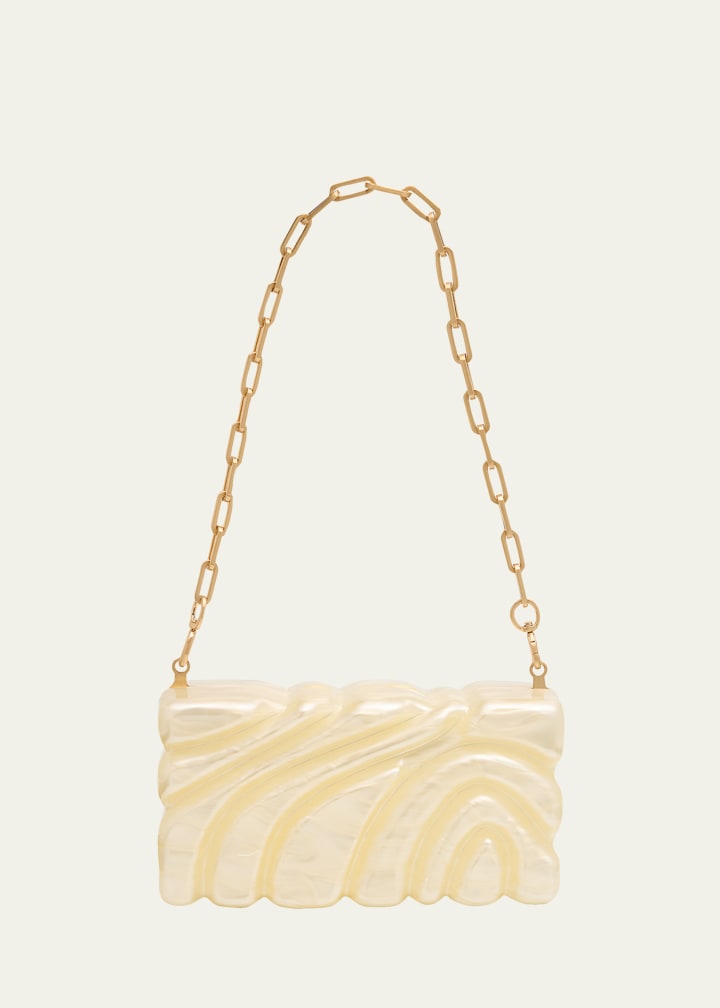 Marbled acrylic sculptural clutch/shoulder bag
