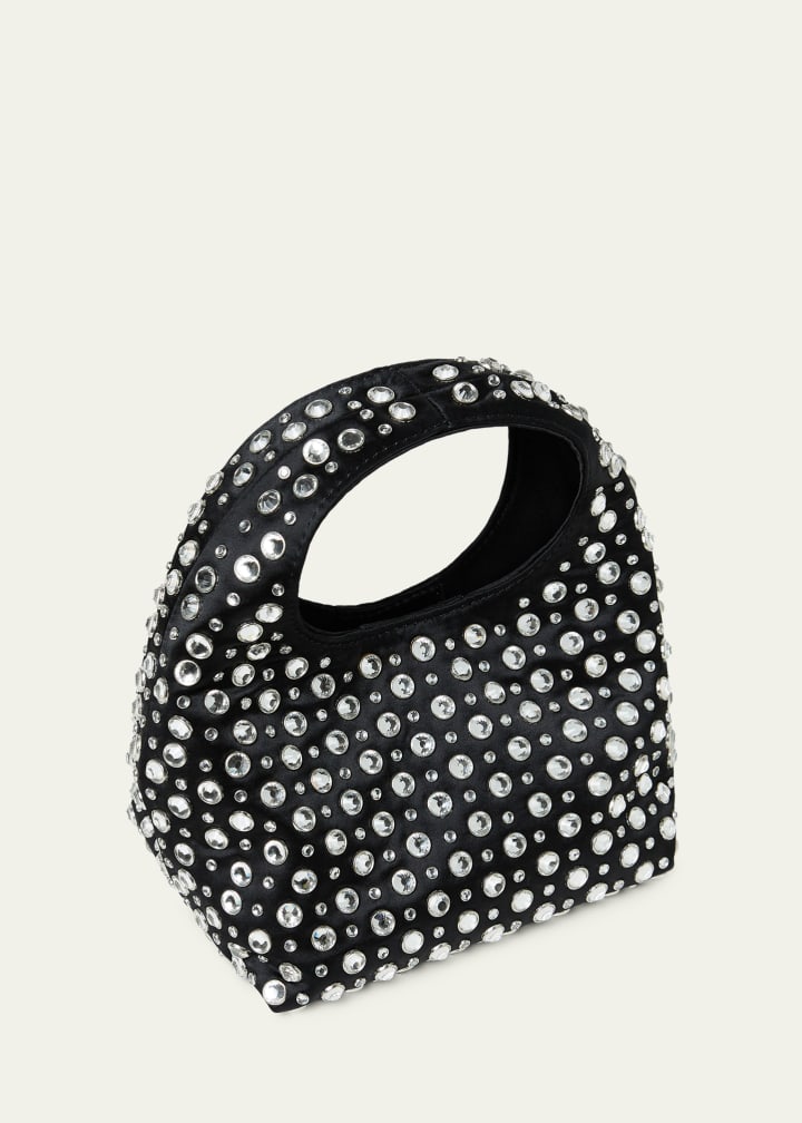 Crystal-embellished satin top-handle bag