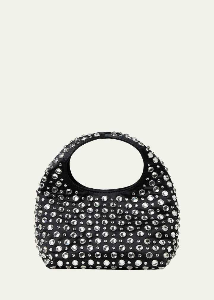 Crystal-embellished satin top-handle bag