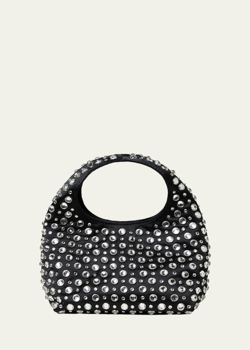 Crystal-embellished satin top-handle bag