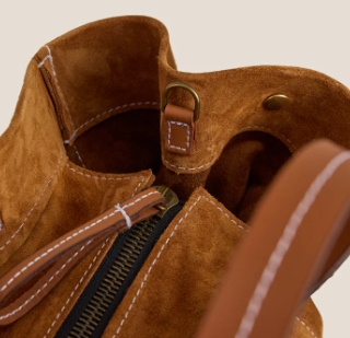 Belted suede everyday tote bag
